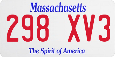 MA license plate 298XV3