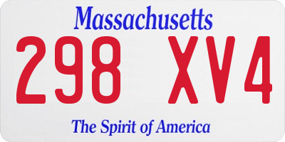MA license plate 298XV4