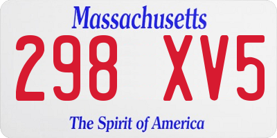 MA license plate 298XV5