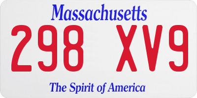 MA license plate 298XV9