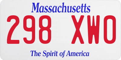 MA license plate 298XW0