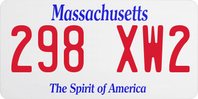 MA license plate 298XW2