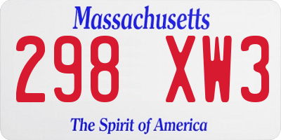 MA license plate 298XW3