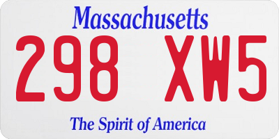 MA license plate 298XW5