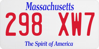 MA license plate 298XW7
