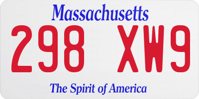 MA license plate 298XW9