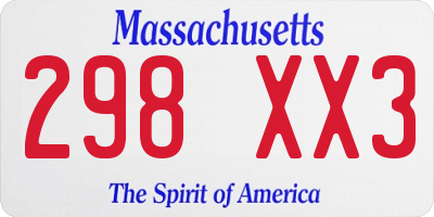 MA license plate 298XX3