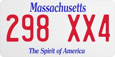 MA license plate 298XX4