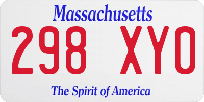 MA license plate 298XY0