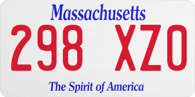MA license plate 298XZ0