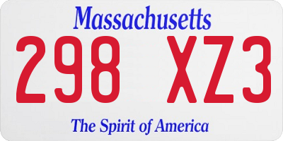 MA license plate 298XZ3