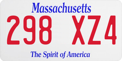 MA license plate 298XZ4
