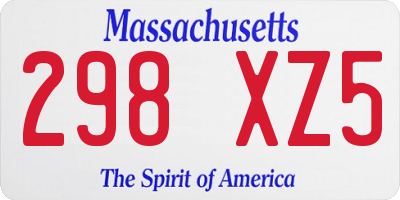 MA license plate 298XZ5