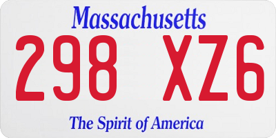 MA license plate 298XZ6