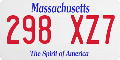 MA license plate 298XZ7