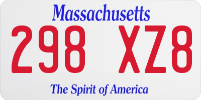 MA license plate 298XZ8