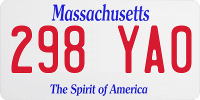 MA license plate 298YA0