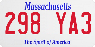 MA license plate 298YA3