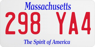 MA license plate 298YA4