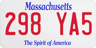MA license plate 298YA5