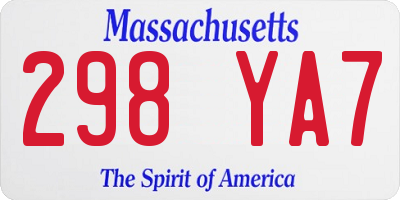 MA license plate 298YA7
