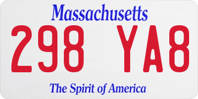 MA license plate 298YA8