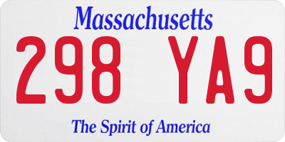 MA license plate 298YA9