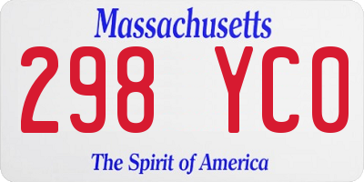 MA license plate 298YC0