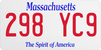 MA license plate 298YC9