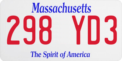 MA license plate 298YD3