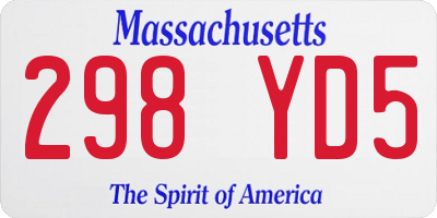 MA license plate 298YD5