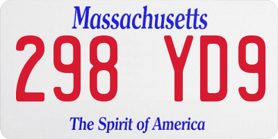 MA license plate 298YD9