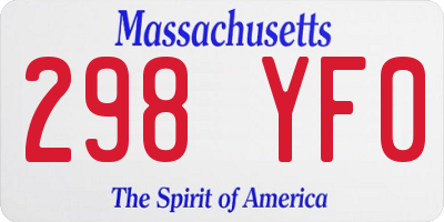 MA license plate 298YF0