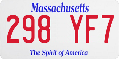 MA license plate 298YF7