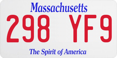 MA license plate 298YF9