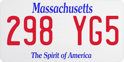 MA license plate 298YG5
