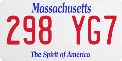 MA license plate 298YG7
