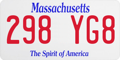MA license plate 298YG8