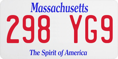 MA license plate 298YG9
