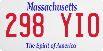 MA license plate 298YI0