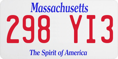 MA license plate 298YI3