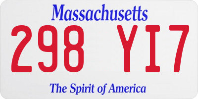 MA license plate 298YI7