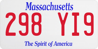 MA license plate 298YI9