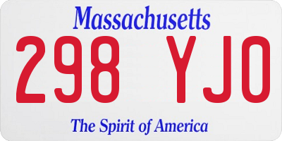 MA license plate 298YJ0