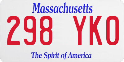 MA license plate 298YK0