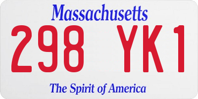 MA license plate 298YK1