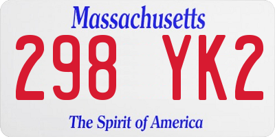 MA license plate 298YK2
