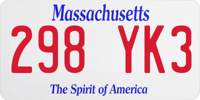 MA license plate 298YK3