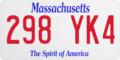 MA license plate 298YK4