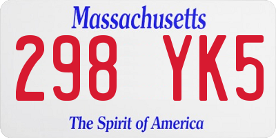 MA license plate 298YK5